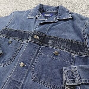 VTG Lee Jacket Mens M Blue Jean Denim Pipes Skateboarding BMX Grunge 90s Y2K